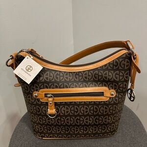 Giani Bernini Brown Shoulder Bag with Geometric Pattern and Hobo Shape